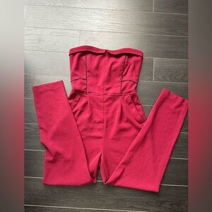 Dynamite Strapless Red Jumpsuit